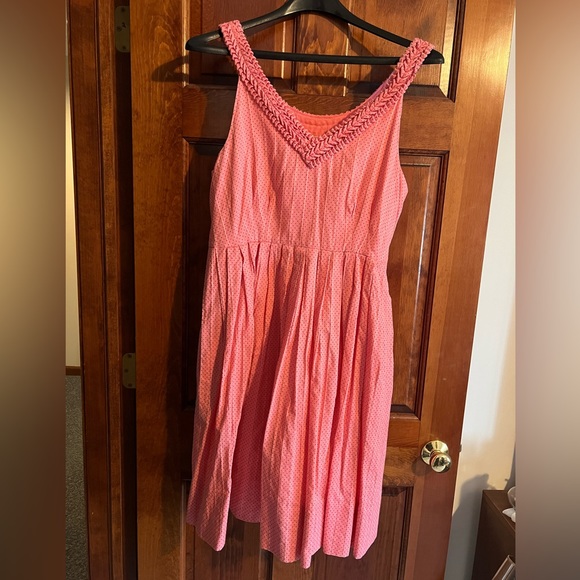 Moulinette Soeurs Dresses & Skirts - Anthropologie Moulinette Soeurs Melon Ball Pink/Black Polka Dot Dress + Bow Belt